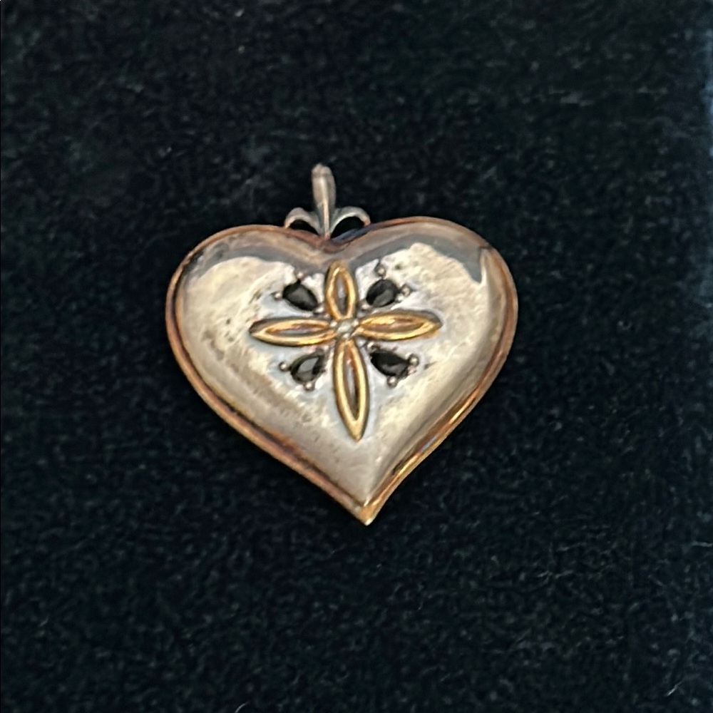 Sterling silver Heart-Shaped Pendant with Floral Design